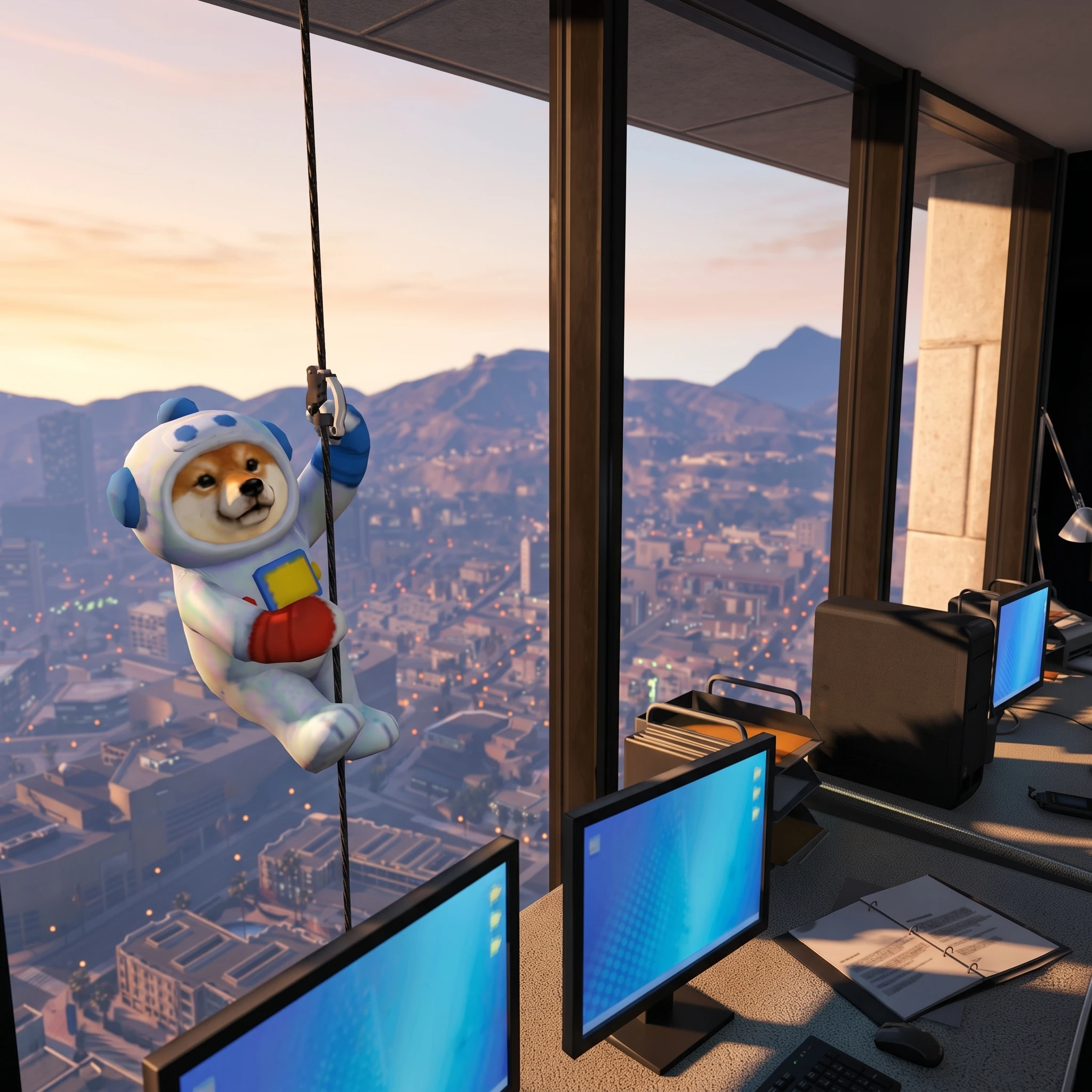 INU swinging above the city